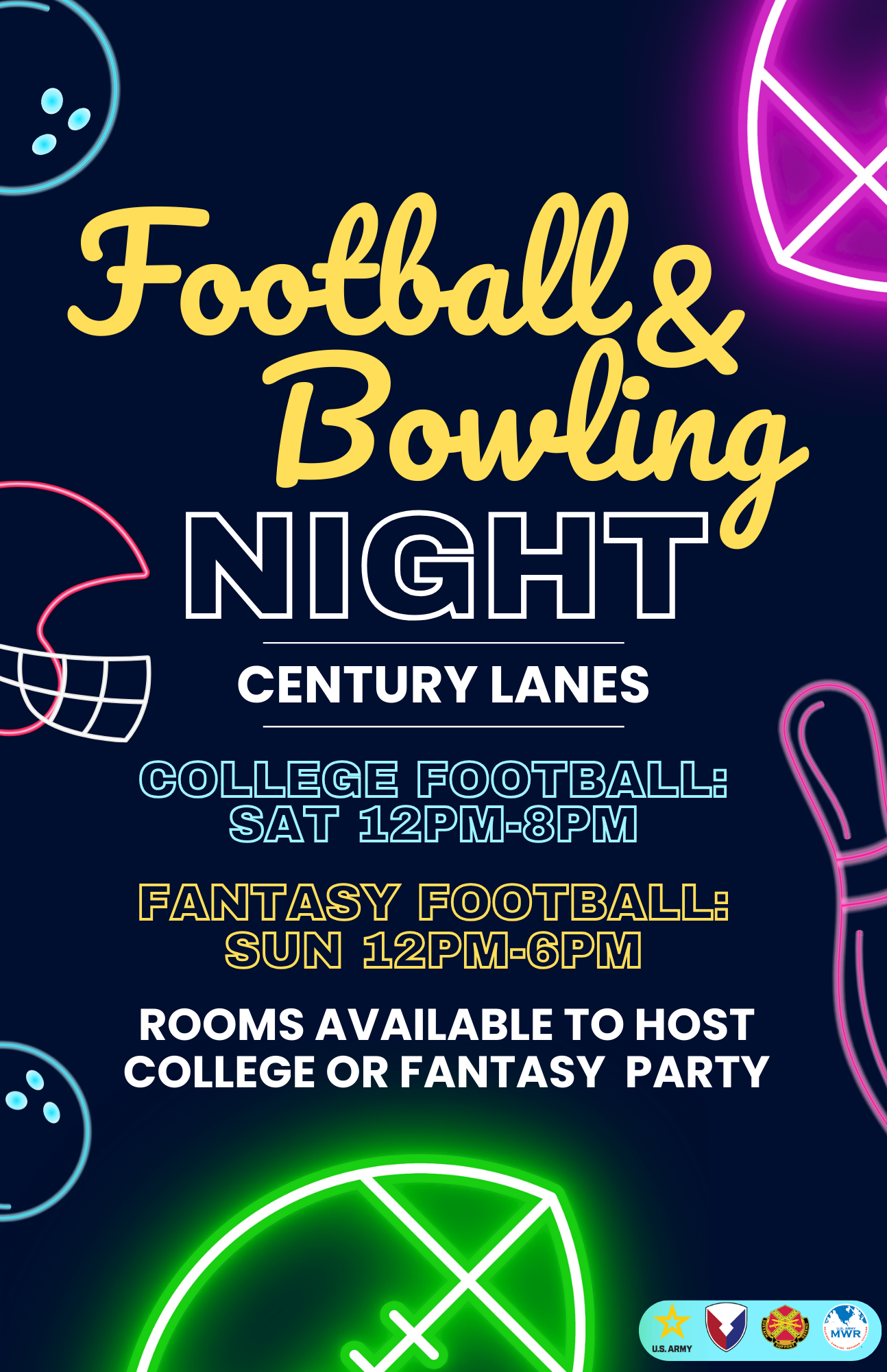 College and Fantasy Football and Bowling Nights 